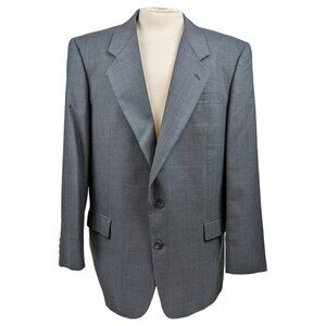 Pierre Balmain Paris Marseille Gray‎ Plaid Suit Jacket Single-breasted 46L